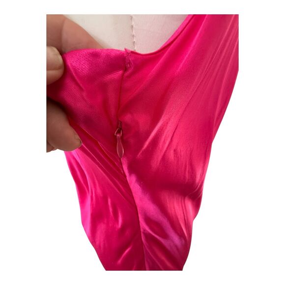 ZARA Draped Sexy Strappy Barbie Pink Midi Satin Slip Dress NWT Blogger Fav XL - Picture 11 of 16